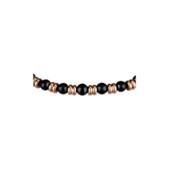 Breil B FENCE-ARMBAND MIT SCHWARZEN SHUNGITPERLEN, IP ROSE SCHEIBE Fashion