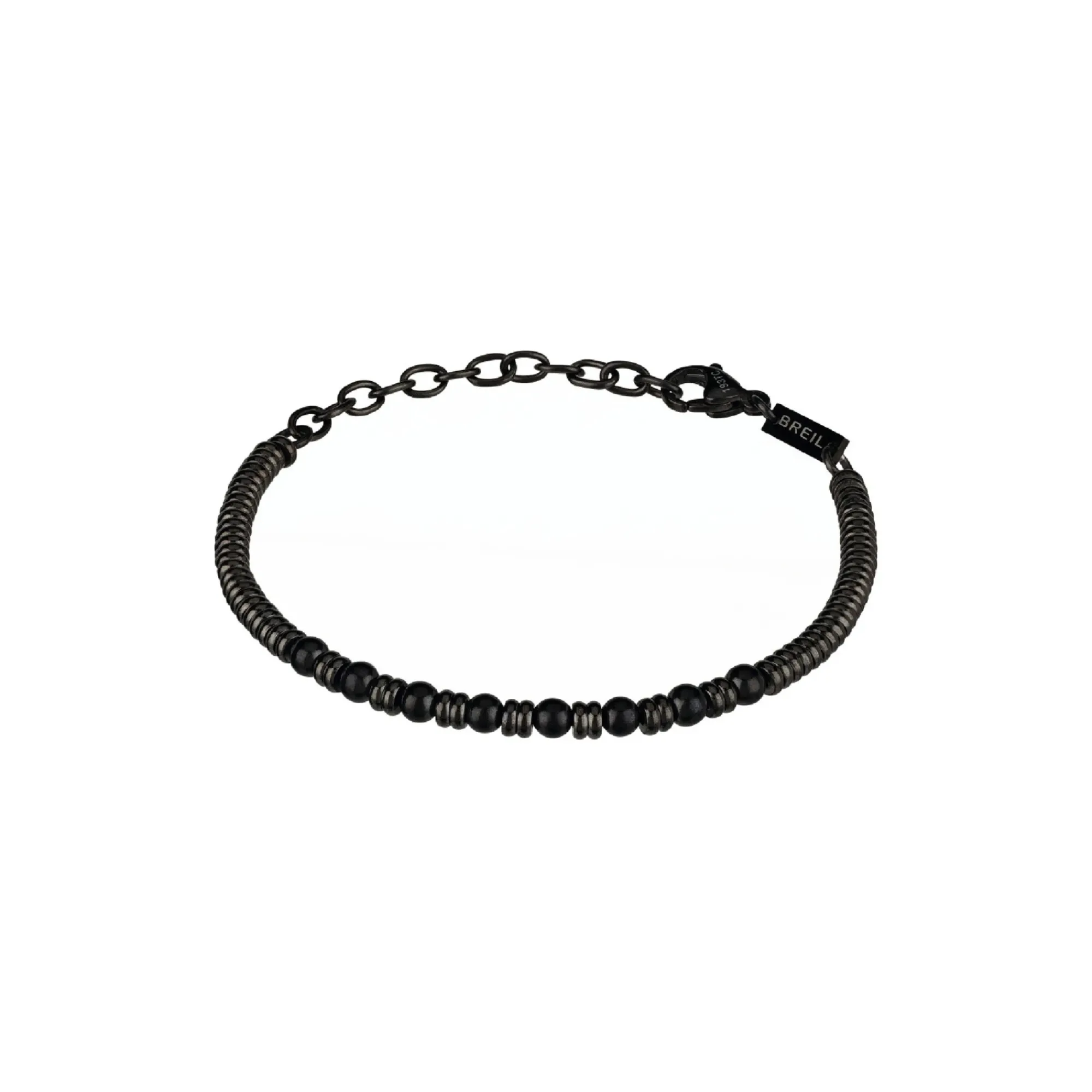 Breil B FENCE-ARMBAND MIT SCHWARZEN SHUNGITPERLEN UND IP GUN SCHEIBE Discount