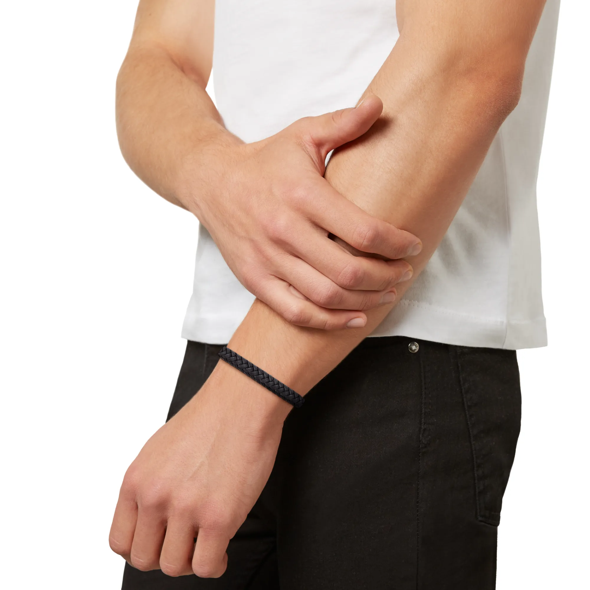 Breil B MIX-ARMBAND AUS SCHWARZEM GEFLOCHTENEM LEDER UND STAHL Best