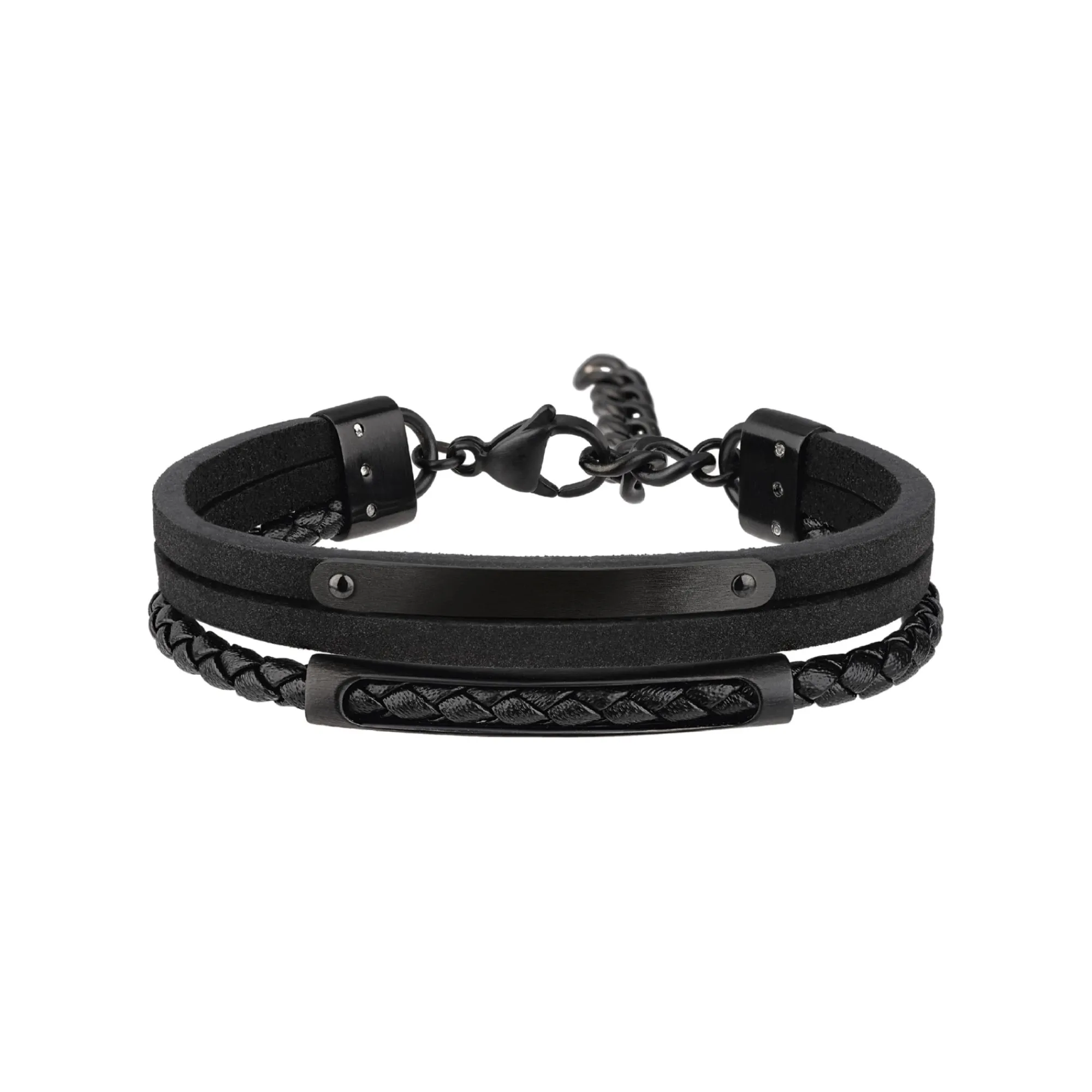 Breil B MIX-SCHWARZES LEDER- UND STAHLARMBAND Discount