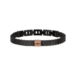 Breil BLACK DIAMOND-SCHWARZES UND ROSAFARBENES STAHLARMBAND MIT NATÜRLICHEM DIAMANTEN New