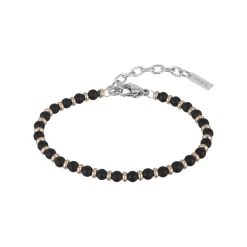 Breil BLACK ONYX-EDELSTAHL UND SCHWARZES ONIX-ARMBAND New