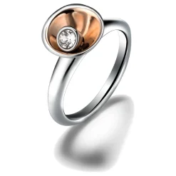Breil CELEBRATE-Anello IP oro rosa con ciondolo cristallo bianco Clearance