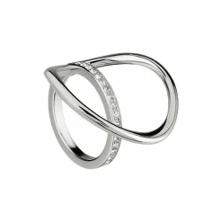 Breil MEZZANOTTE-ANELLO IN ACCIAIO LUCIDO CON CRISTALLI BIANCHI New