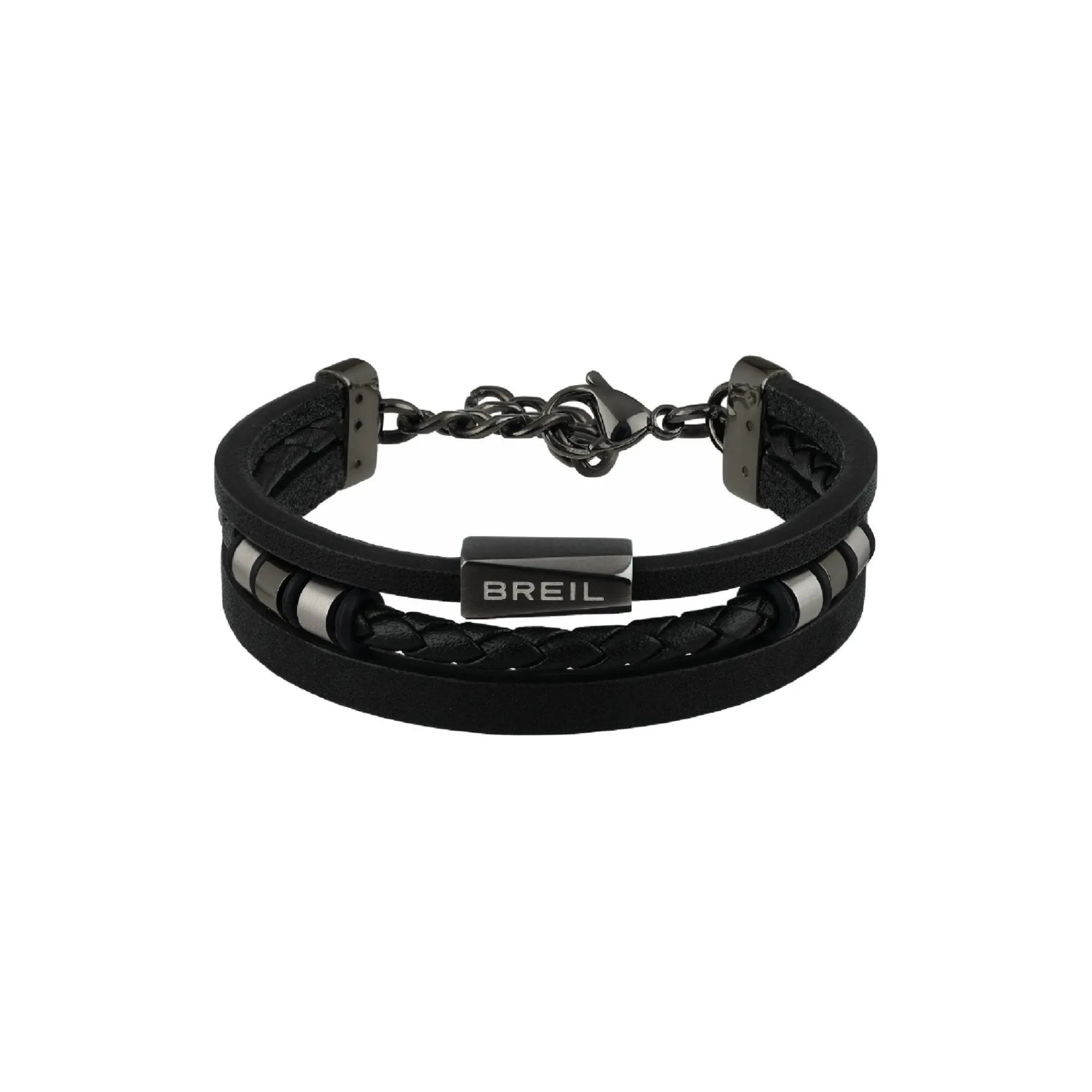 Breil OUTER-ARMBAND AUS SCHWARZEM LEDER UND DETAILS AUS EDELSTAHL Discount