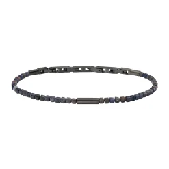 Breil PRIAM-WURZELARMBAND AUS PISTOLENFARBENEM STAHL UND SAPHIR New
