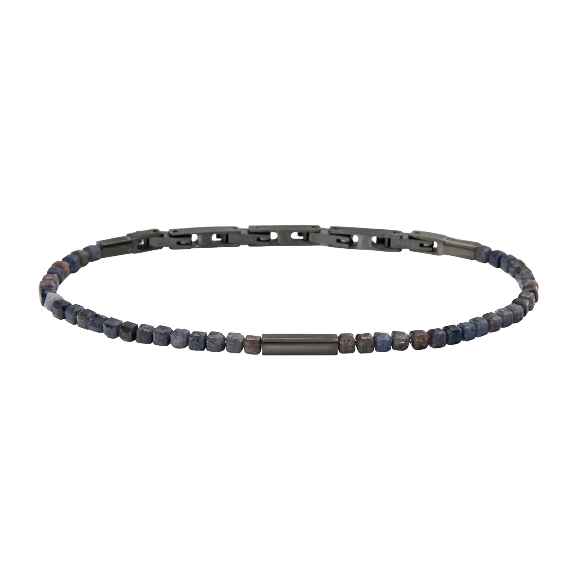 Breil PRIAM-WURZELARMBAND AUS PISTOLENFARBENEM STAHL UND SAPHIR New
