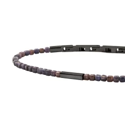 Breil PRIAM-WURZELARMBAND AUS PISTOLENFARBENEM STAHL UND SAPHIR New