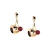 Breil RED-IP YELLOW GOLD POLISH STAINLESS STEEL EARRINGS WITH DOUBLE ELEMENT AND SYNTHETIC RUBY Clearance