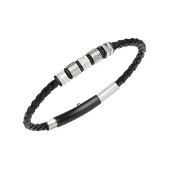 Breil WANDERLUST-ARMBAND AUS STAHL UND SCHWARZEM GEFLOCHTENEM LEDER Clearance