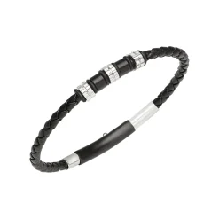 Breil WANDERLUST-ARMBAND AUS STAHL UND SCHWARZEM GEFLOCHTENEM LEDER Hot