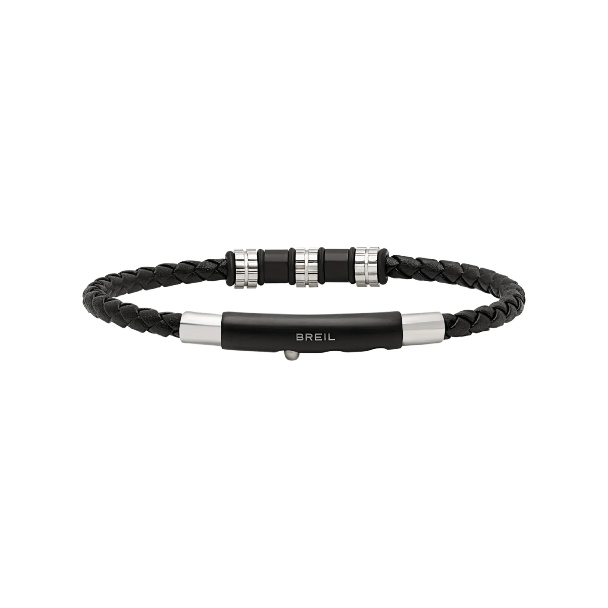 Breil WANDERLUST-ARMBAND AUS STAHL UND SCHWARZEM GEFLOCHTENEM LEDER Hot