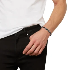 Breil WANDERLUST-ARMBAND AUS STAHL UND SCHWARZEM GEFLOCHTENEM LEDER Hot
