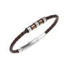 Breil WANDERLUST-ARMBAND AUS STAHL UND BRAUNEM GEFLOCHTENEM LEDER New