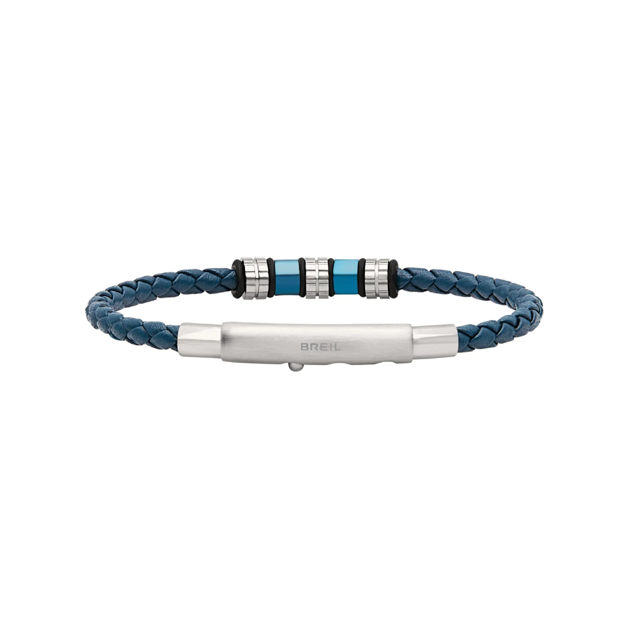 Breil WANDERLUST-ARMBAND AUS STAHL UND BLAUEM GEFLOCHTENEM LEDER Clearance